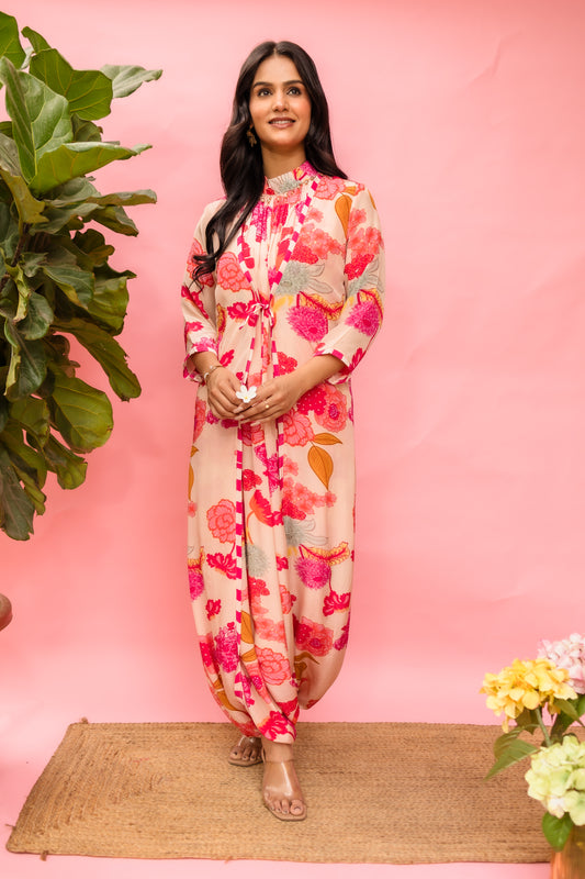 Peachy Bloom Harem Jumpsuit