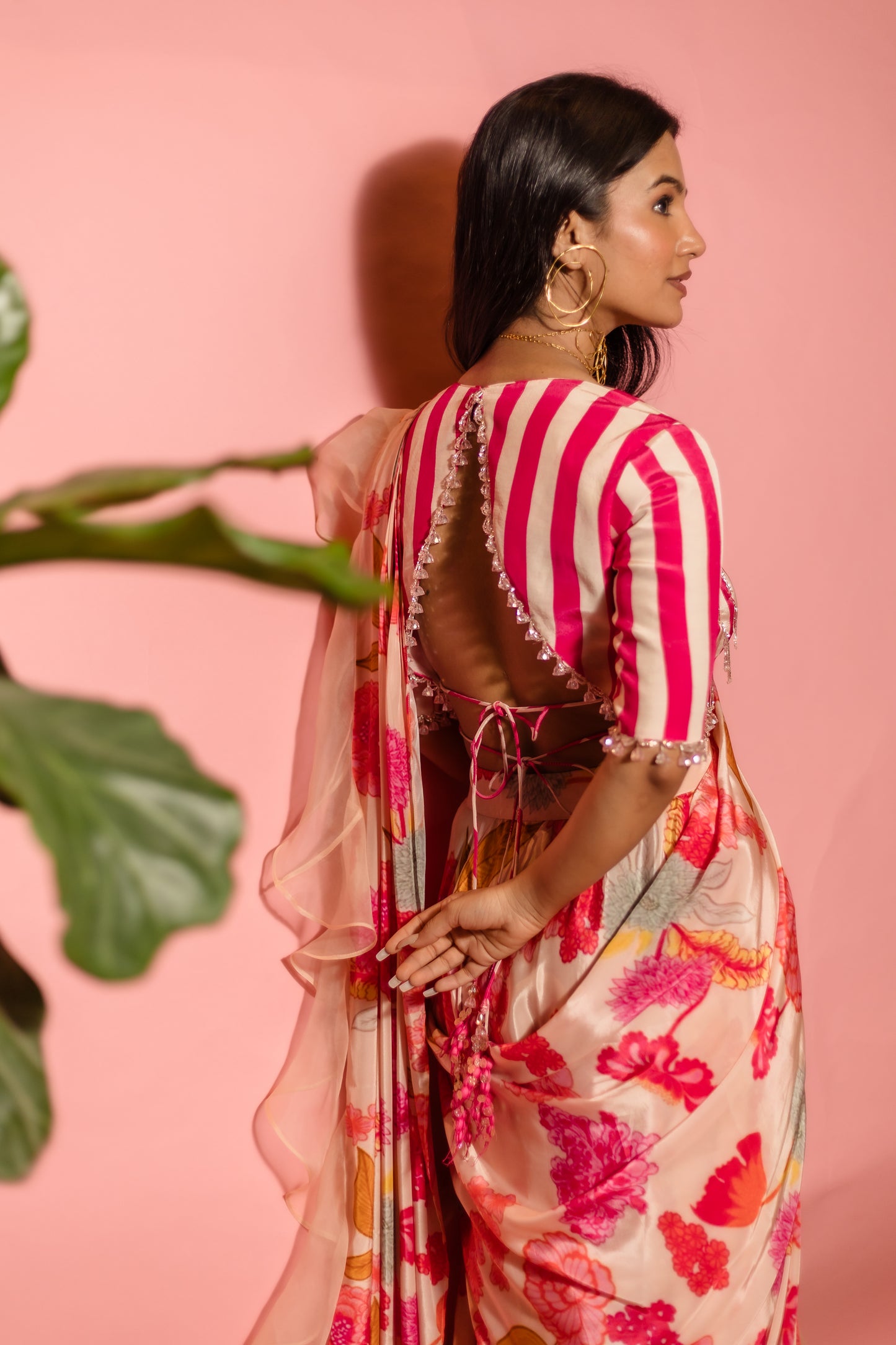Peachy Bloom Drape Saree