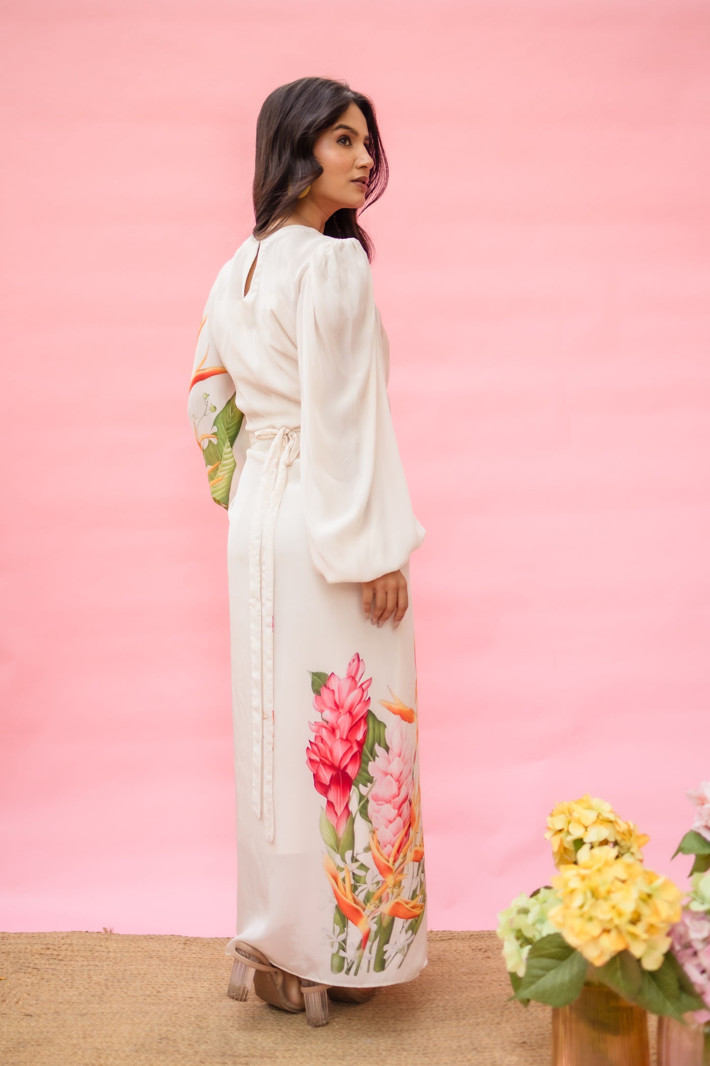 FLORET HARMONY PUFFY SLEEVE UREB AROUND DRESS