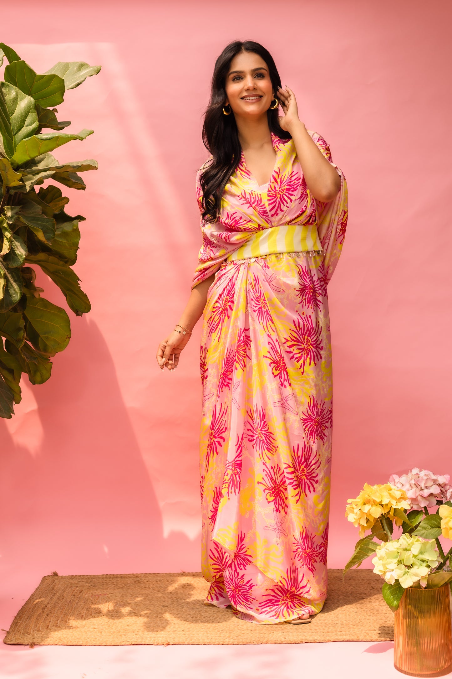 Ocean Pop Belt Cape Drape Dress