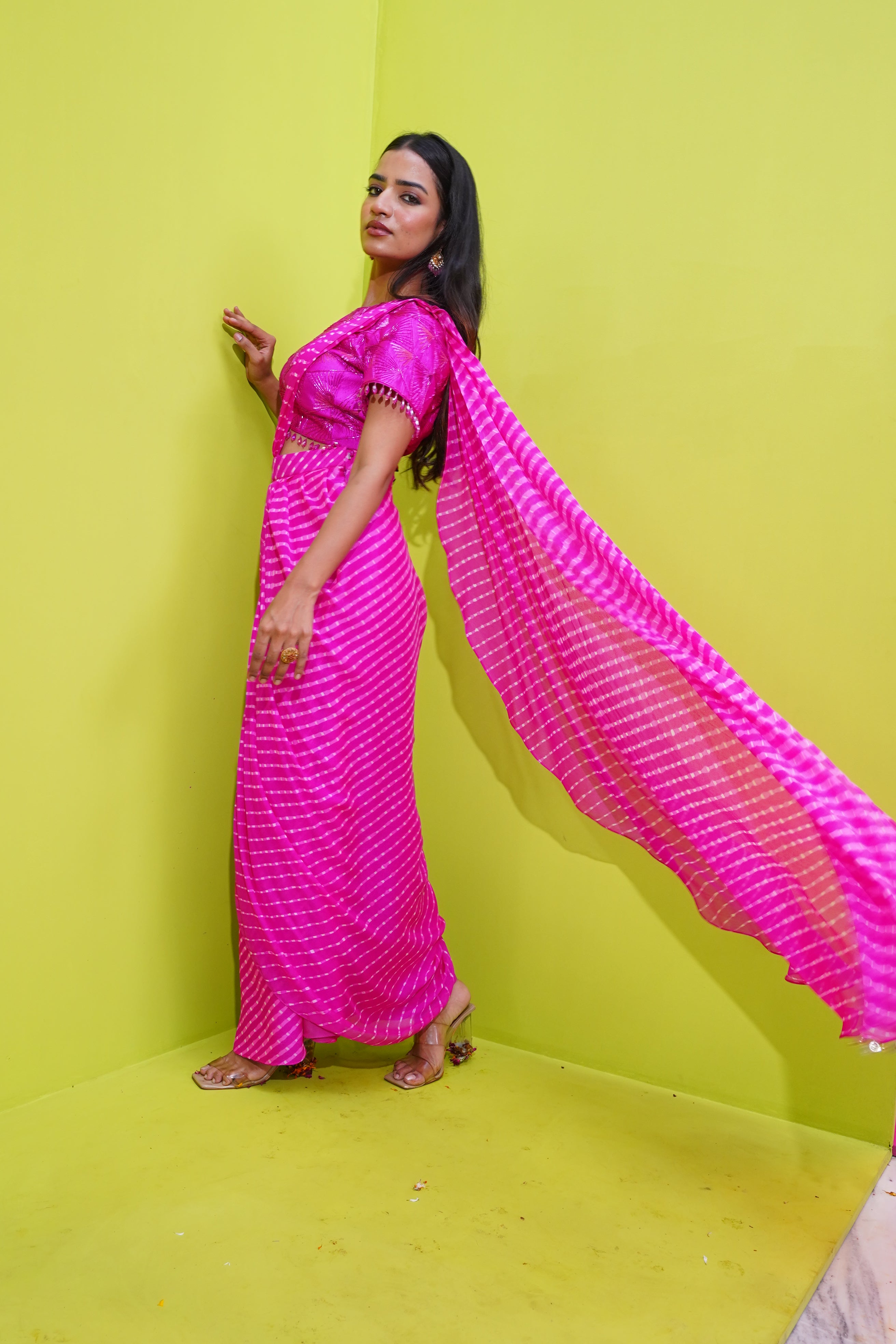 Geometric Mothra Drape - Saree w/d Blouse