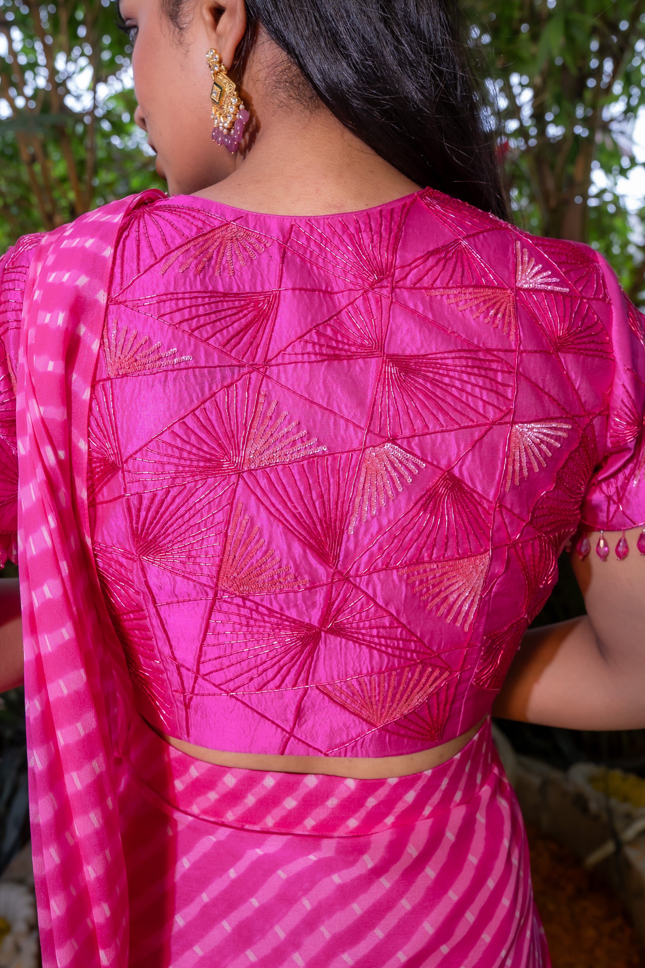 Geometric Mothra Drape - Saree w/d Blouse