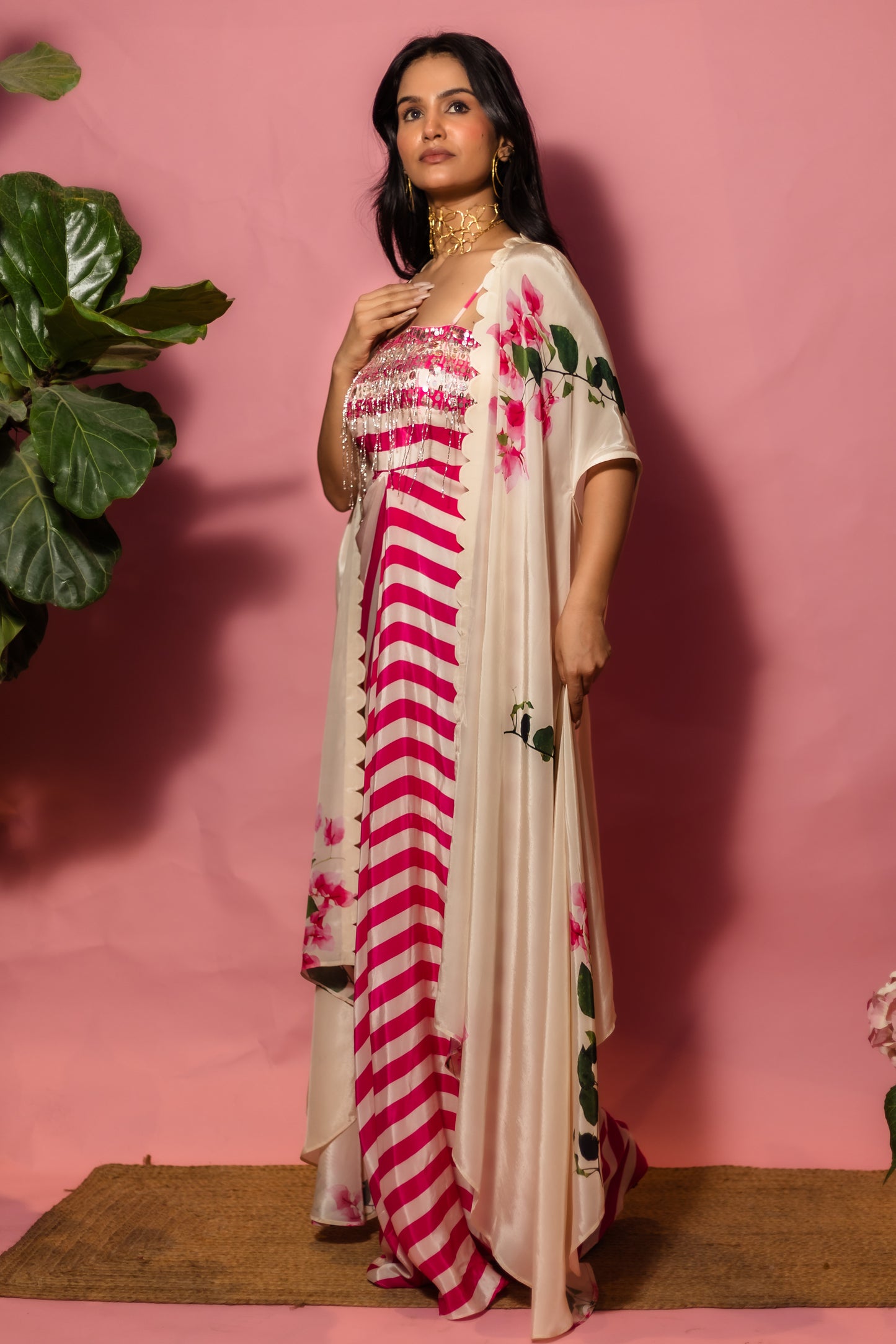 Bougain Breeze Dress With Cape