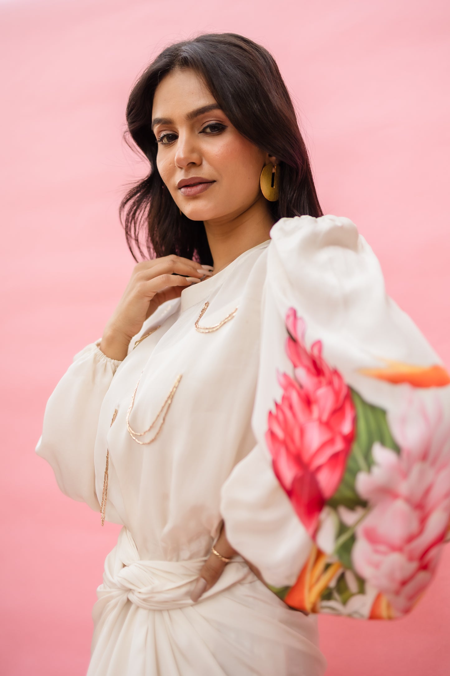 FLORET HARMONY PUFFY SLEEVE UREB AROUND DRESS