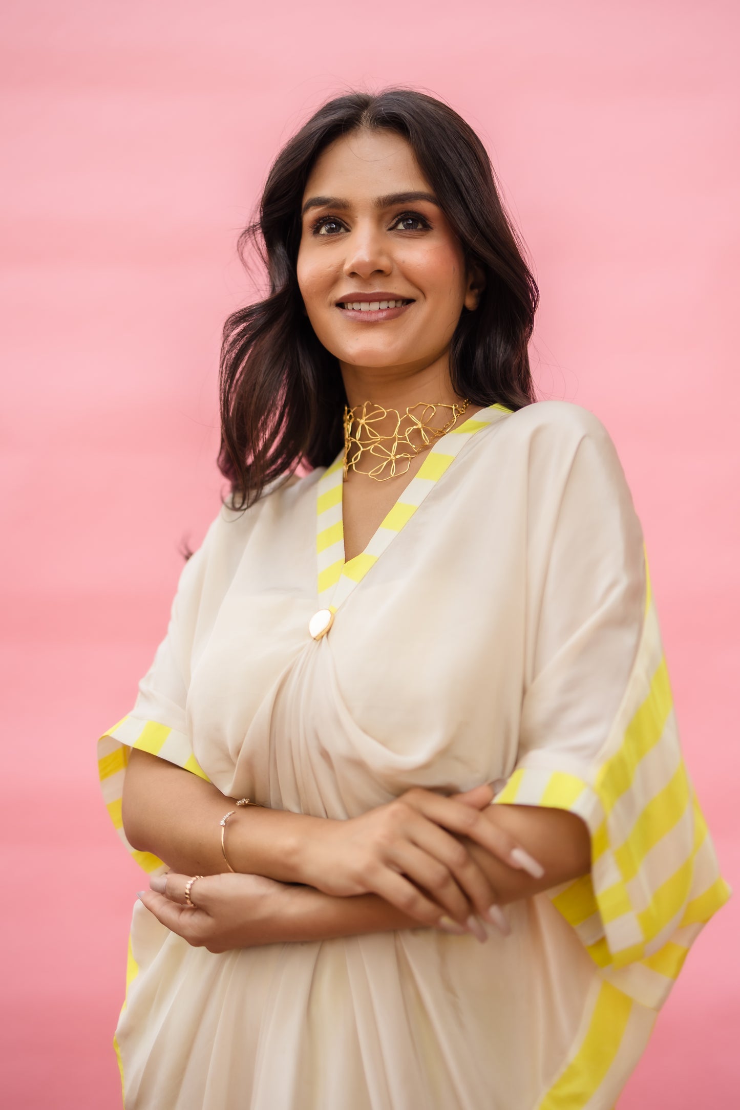 Floret Harmony Knot Kurta With Stripe Pants