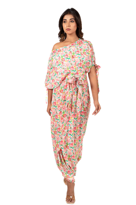 Blooming Blossom Off Neck Harem - Jumpsuit
