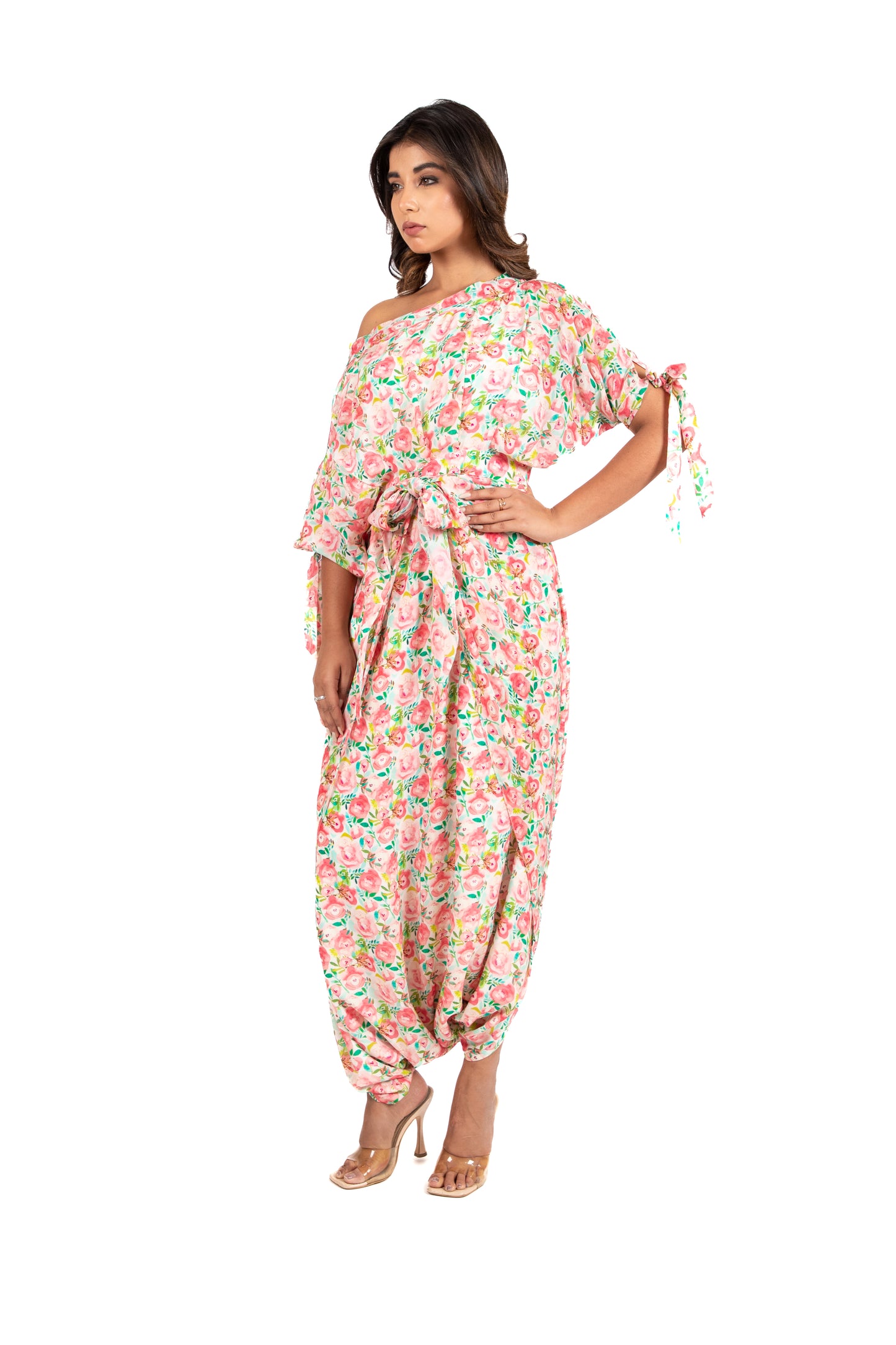 Blooming Blossom Off Neck Harem - Jumpsuit