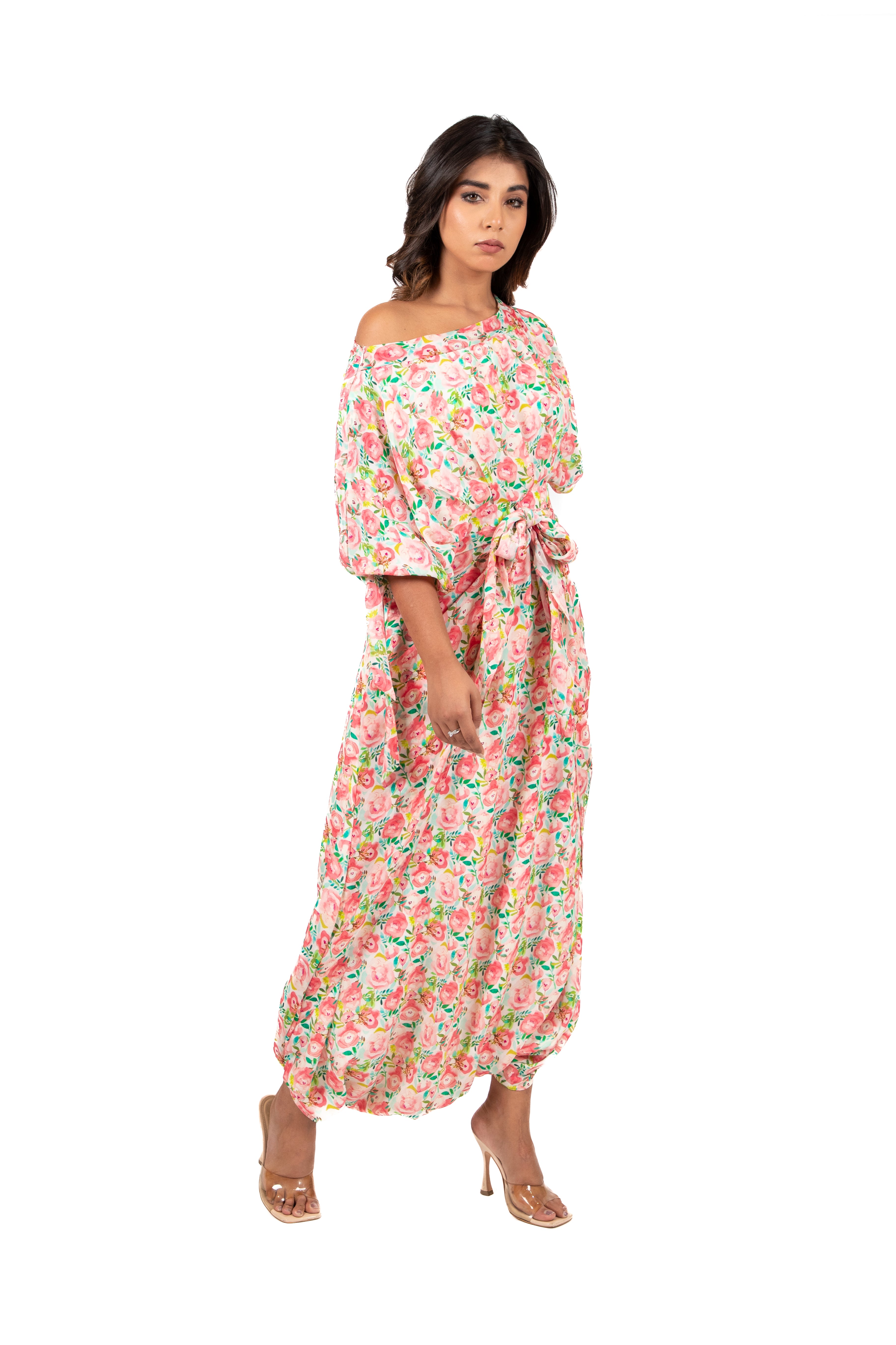 Blooming Blossom Off Neck Harem - Jumpsuit