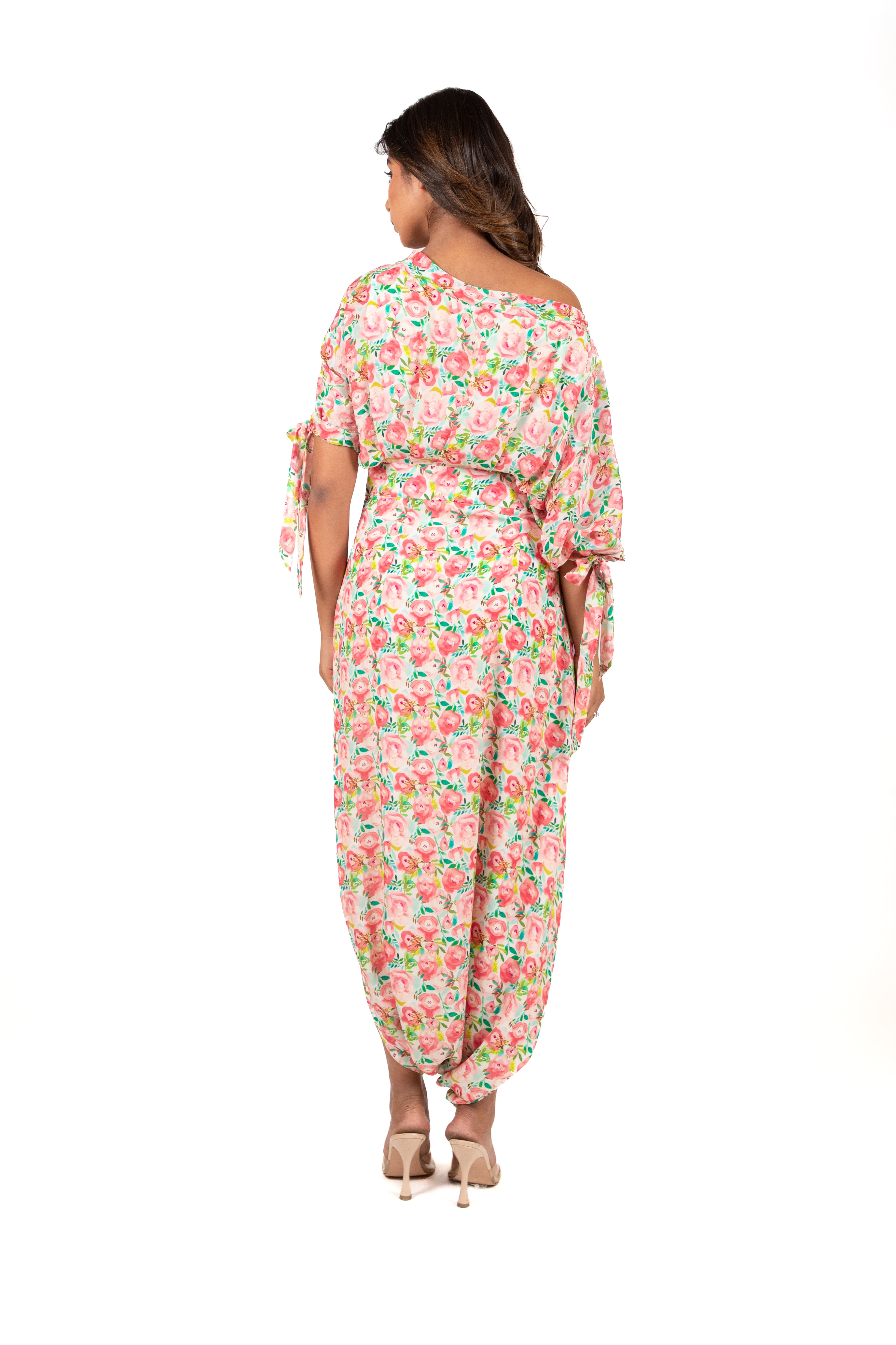 Blooming Blossom Off Neck Harem - Jumpsuit