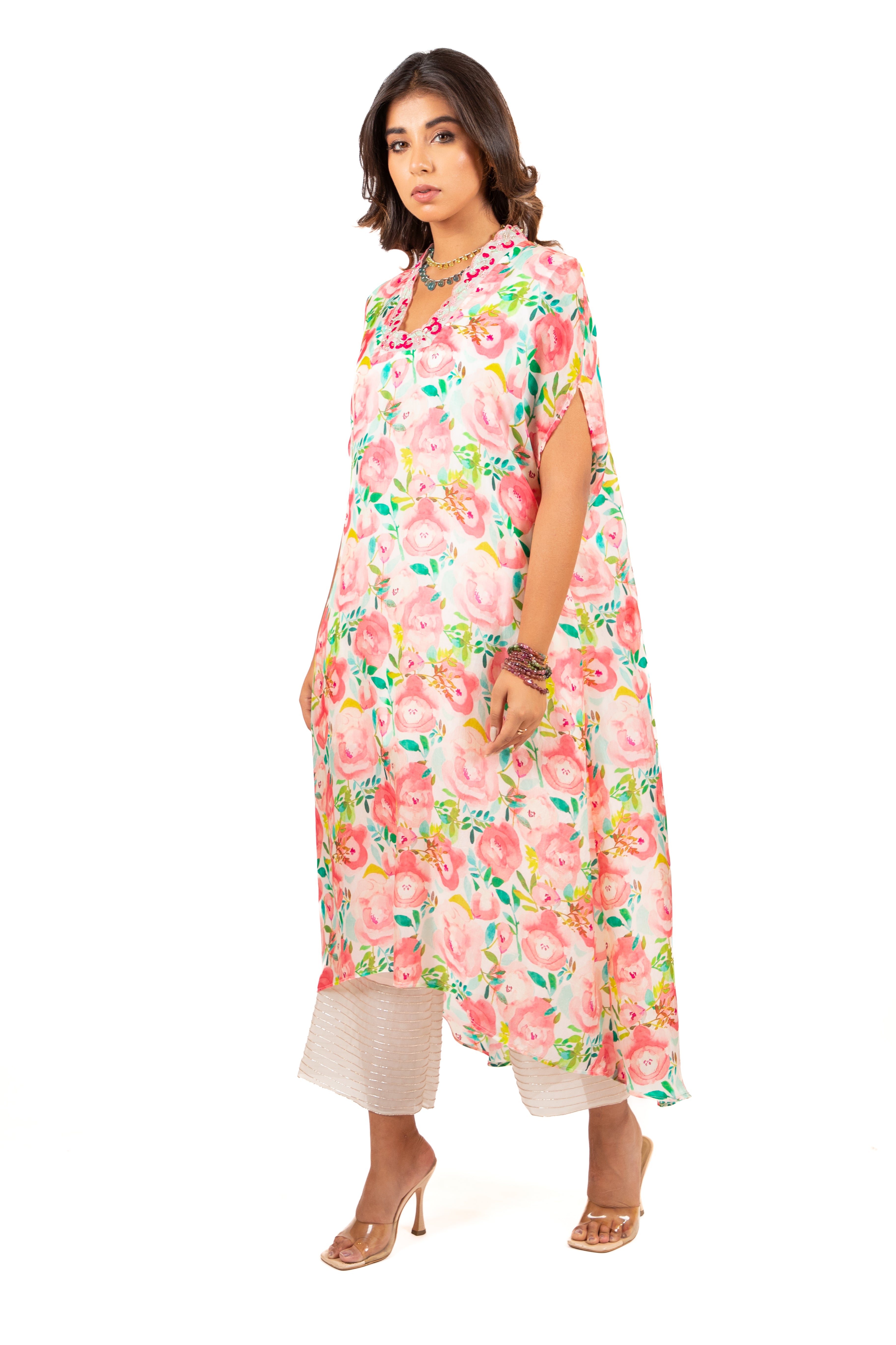 Blooming Blossom Glass Neck - Kurta Set