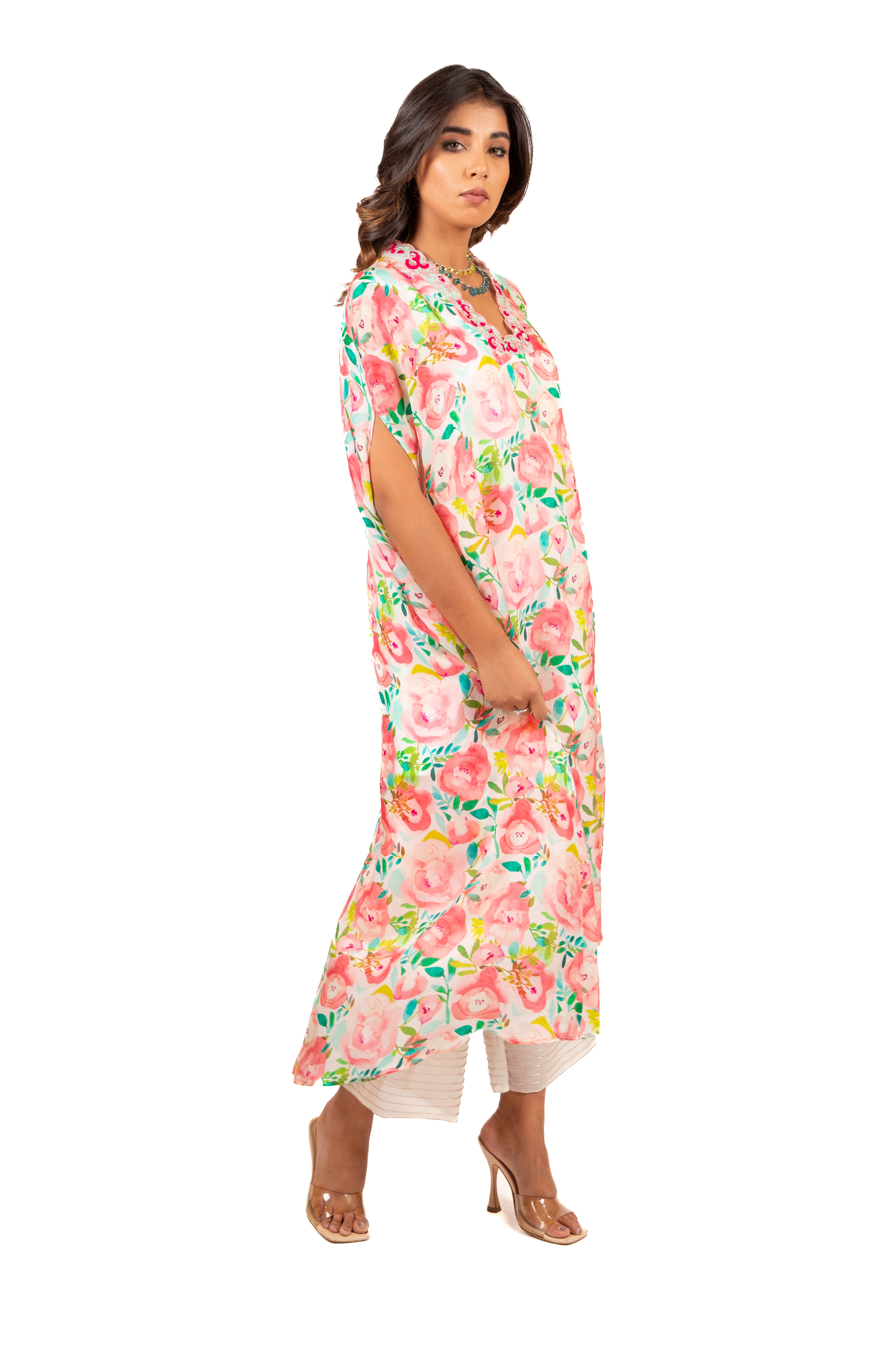 Blooming Blossom Glass Neck - Kurta Set