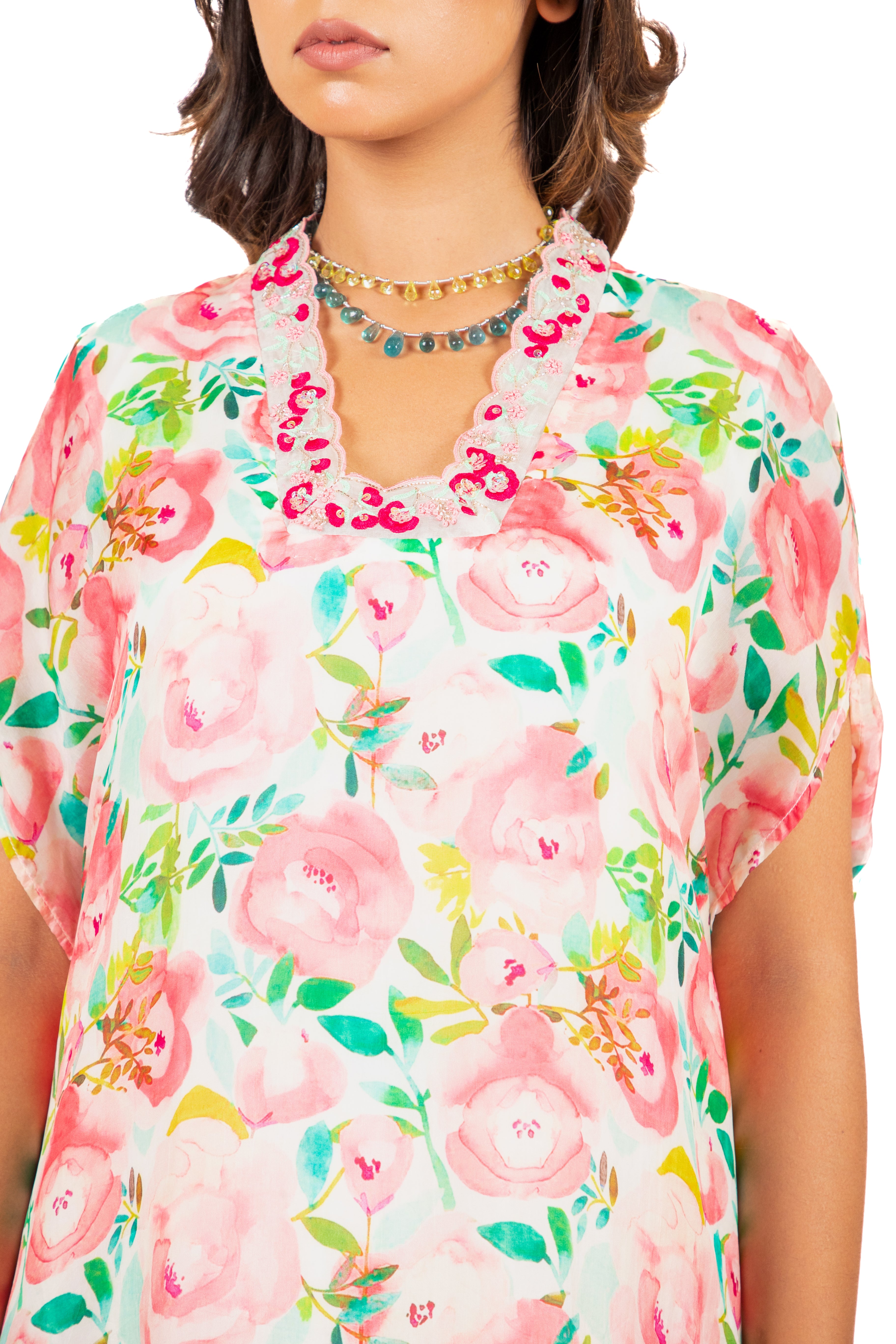 Blooming Blossom Glass Neck - Kurta Set