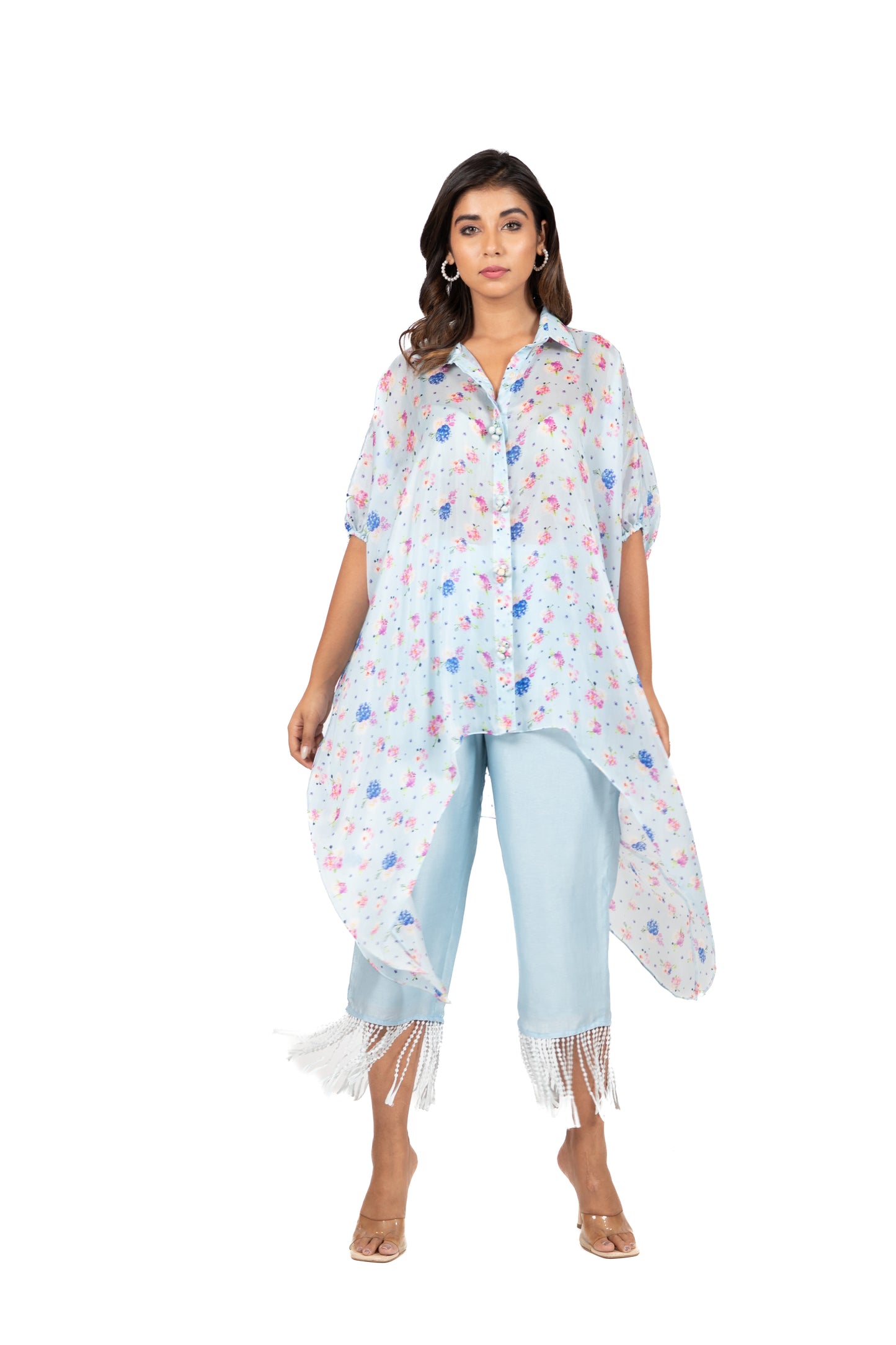 Daisy Spring High Low - Shirt with Fringe Pants