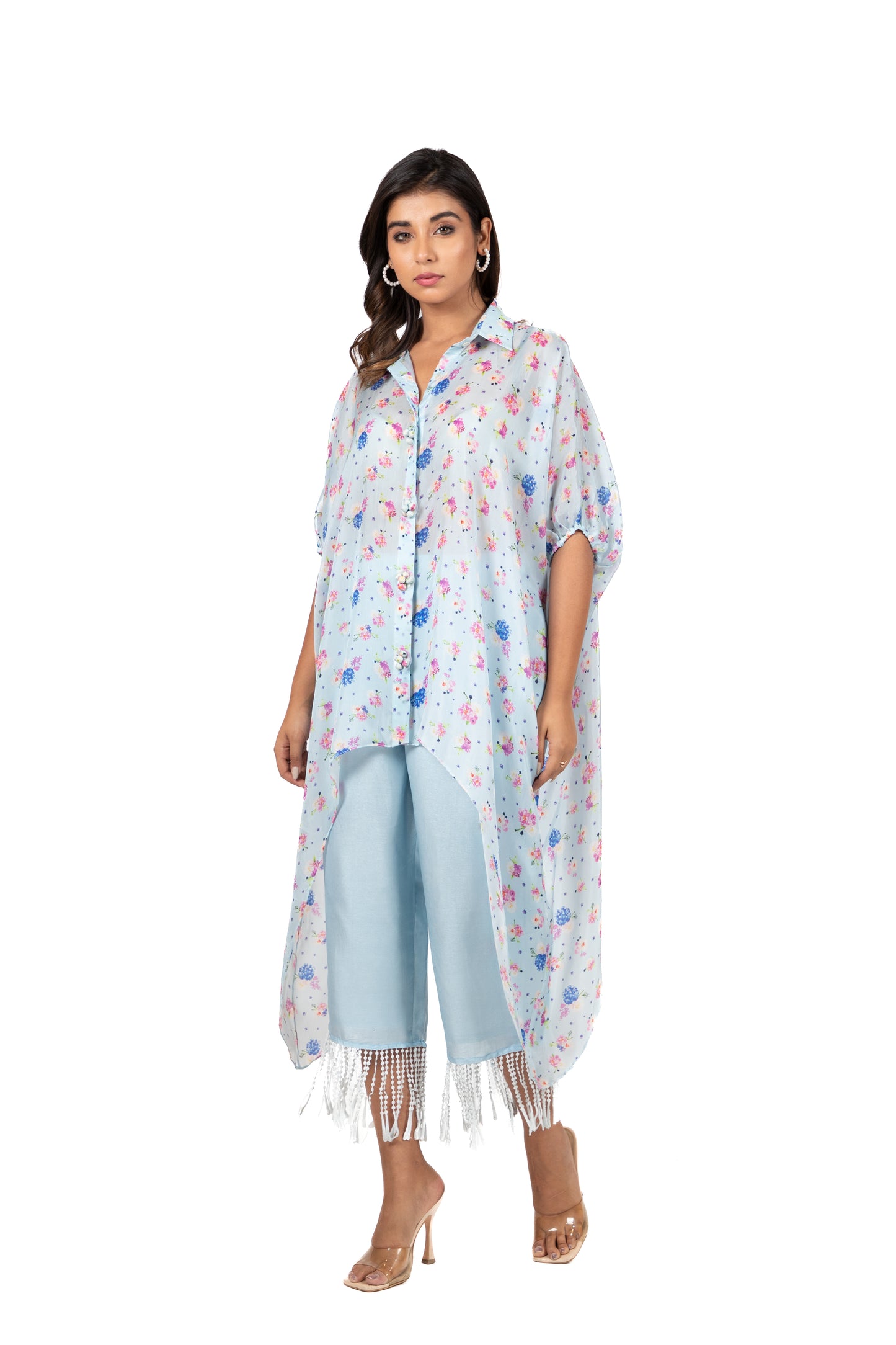 Daisy Spring High Low - Shirt with Fringe Pants