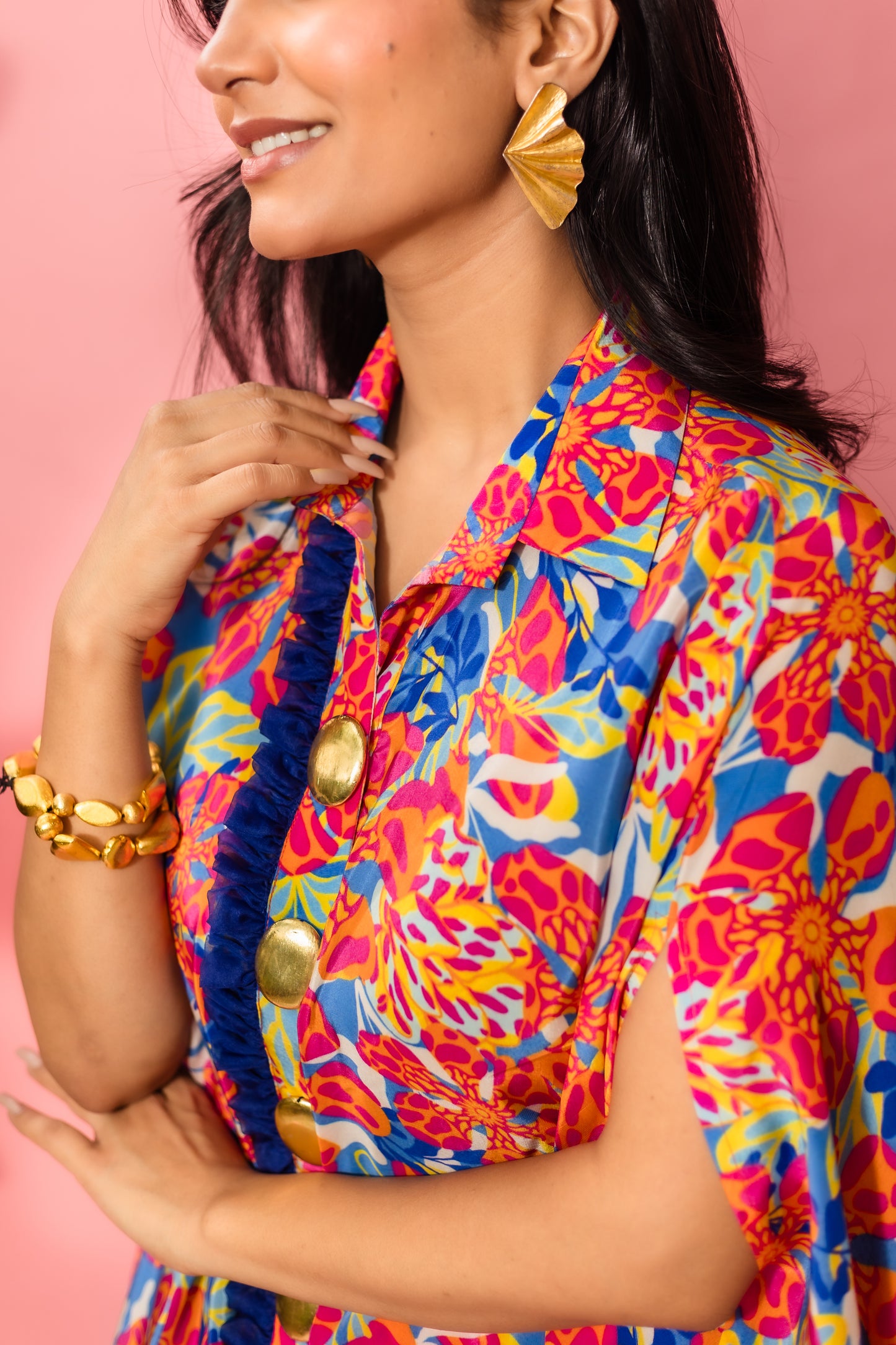 Pixel Bloom Frill Placket Co-Ord Set