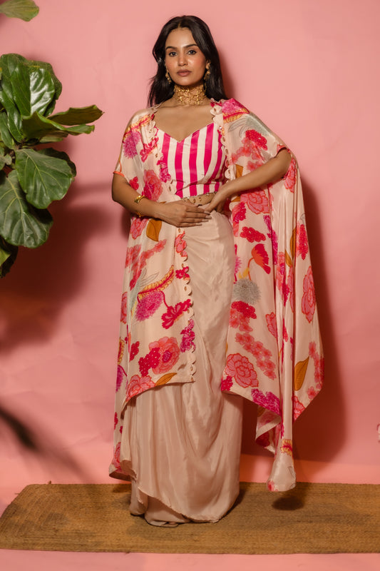 Peachy Bloom Cape set
