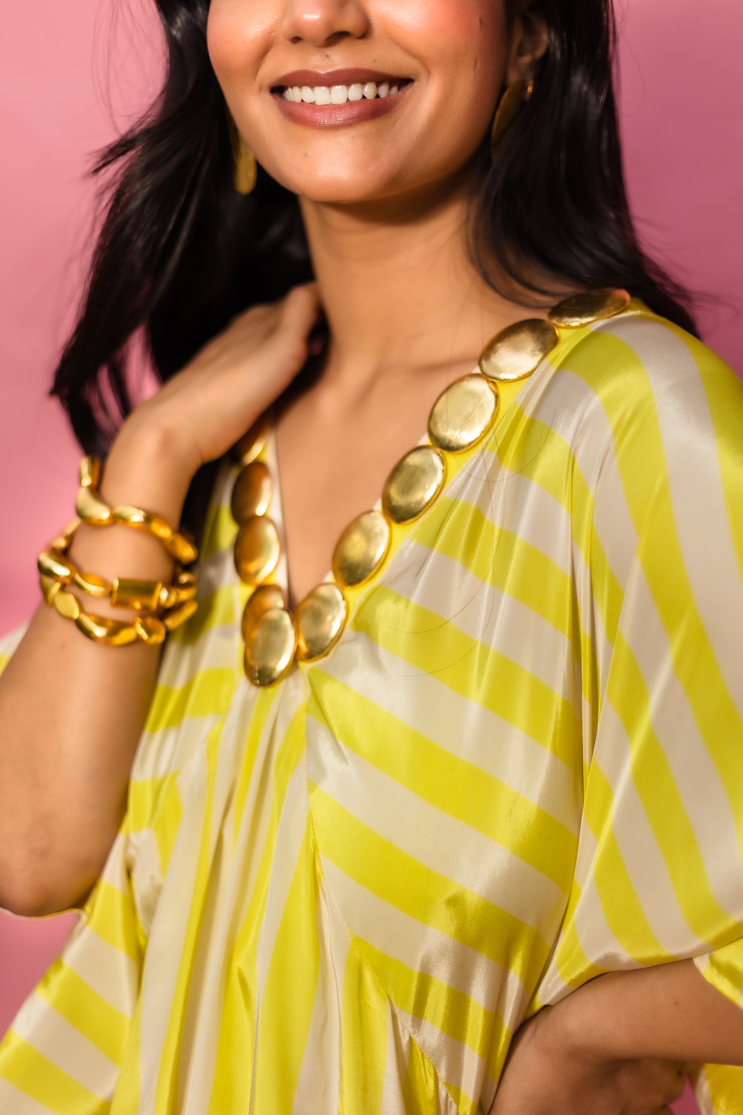 Stripe Baggy Kaftan Kurta  With Floret Harmony Pants