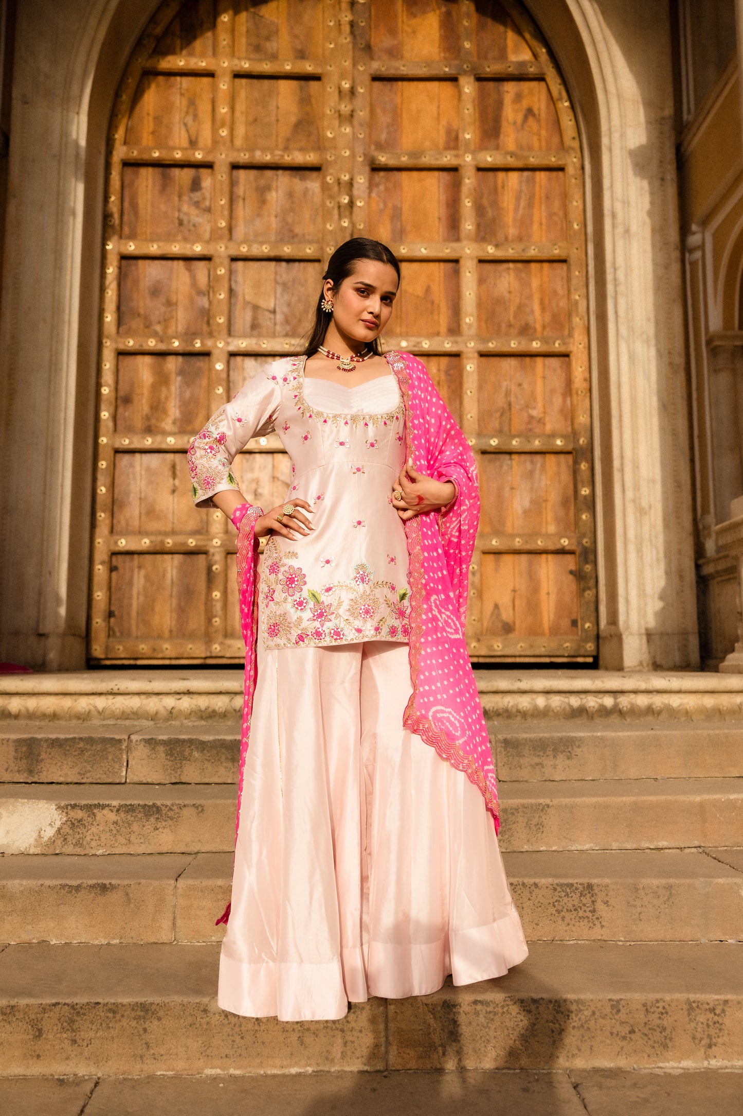Gota Gulbaag Peplum  w/d Gota Palazzo & Bhandej  Dupatta