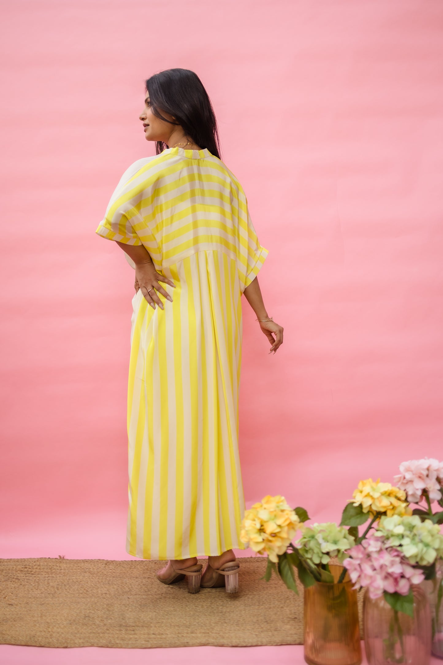 Floret Harmony Knot Kurta With Stripe Pants