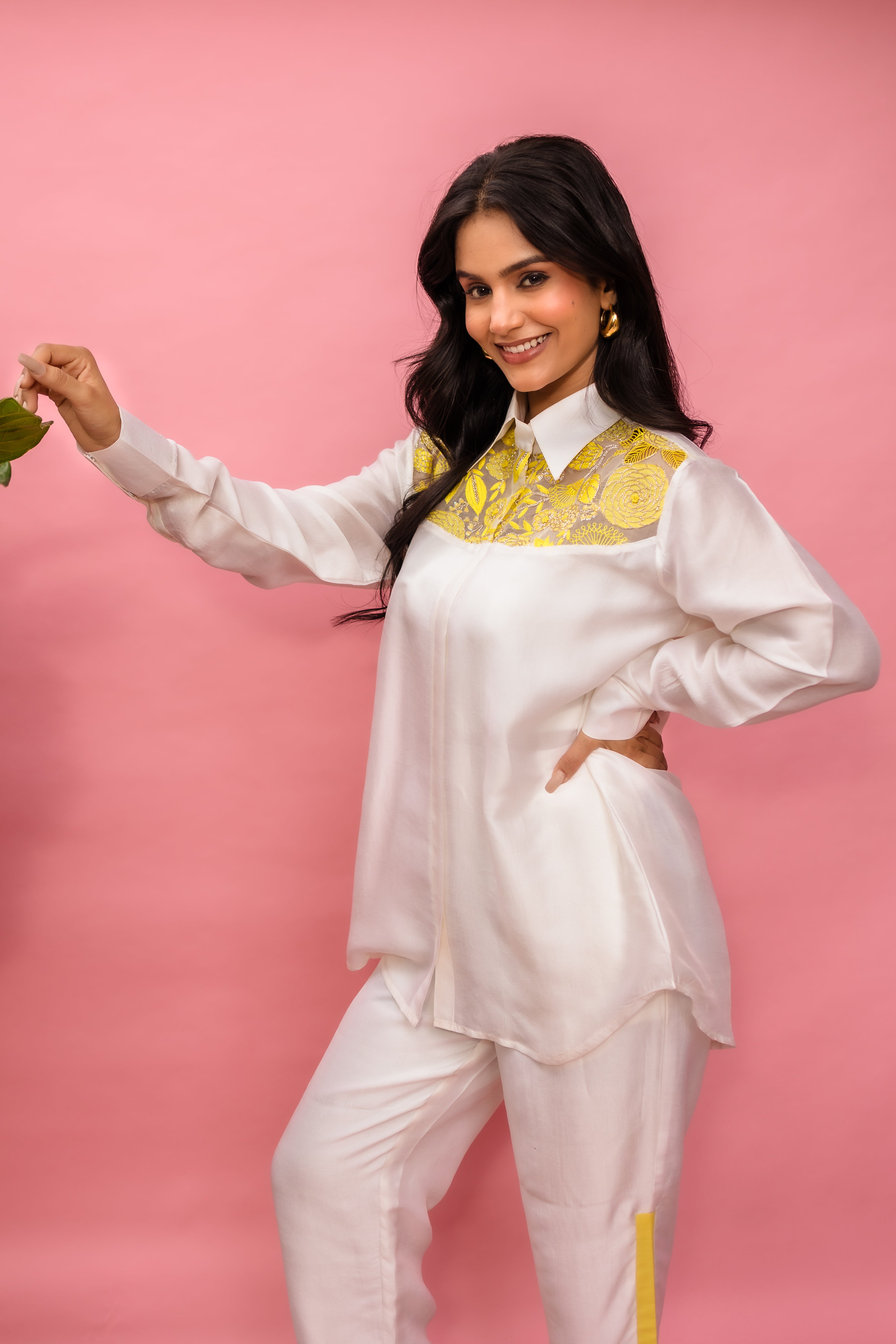 French Knot Ombre Yoke Shirt Set