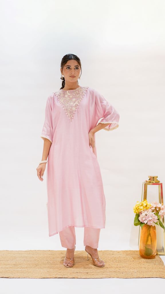Honey Bell Pearl V Yoke Kaftan W|d Slip And Pant