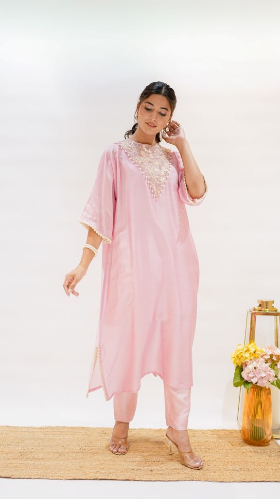 Honey Bell Pearl V Yoke Kaftan W|d Slip And Pant