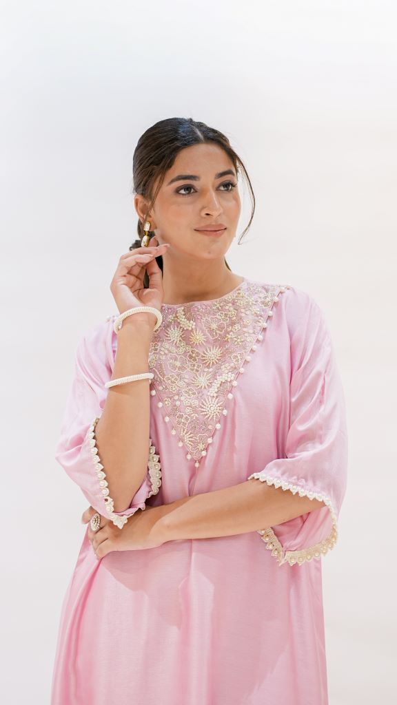 Honey Bell Pearl V Yoke Kaftan W|d Slip And Pant