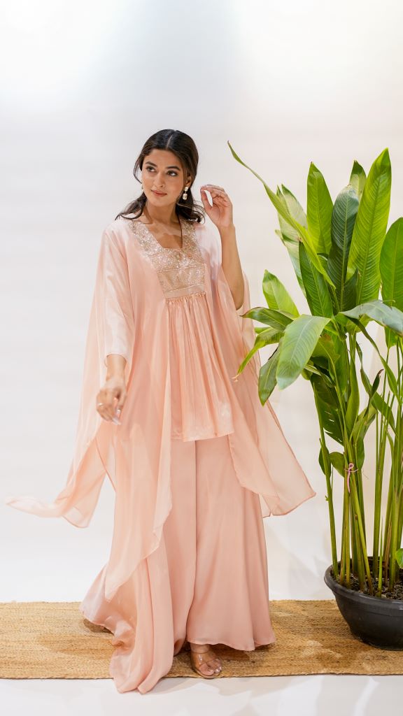Triangle Work Glass Yoke Kaftan W|d Plazzo