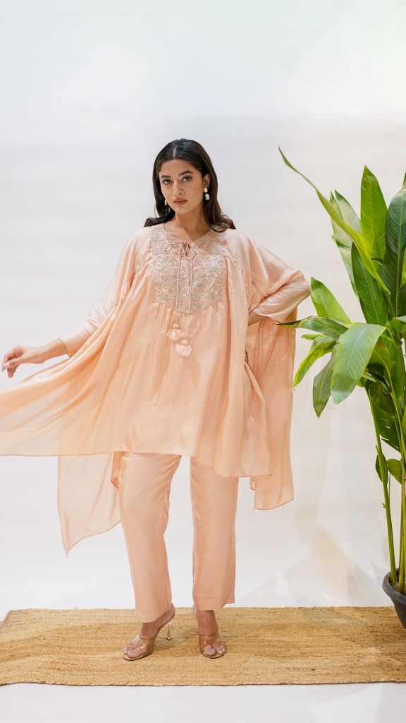 Triangle Short Kurta With Bell Bottom Pant