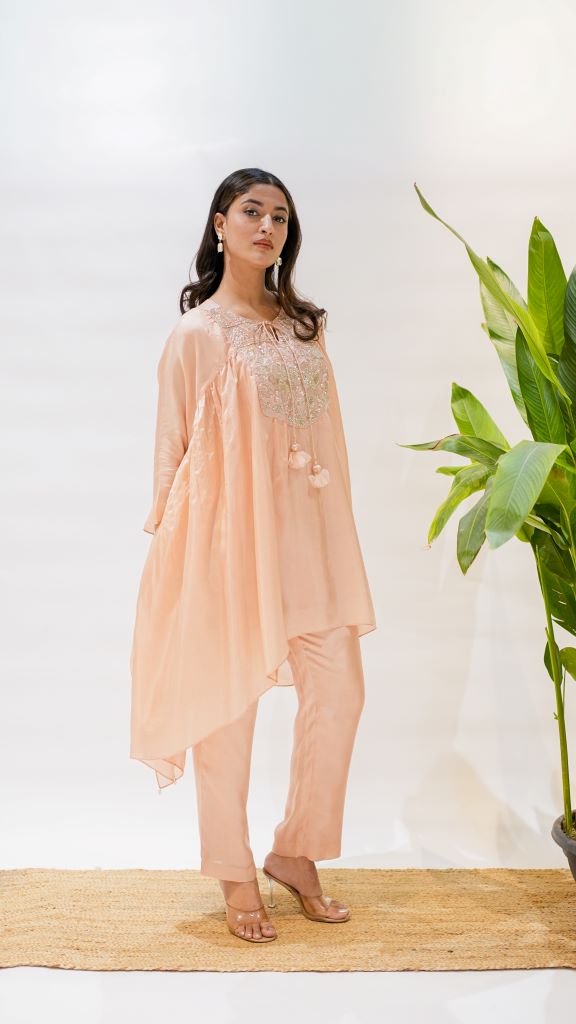 Triangle Short Kurta With Bell Bottom Pant