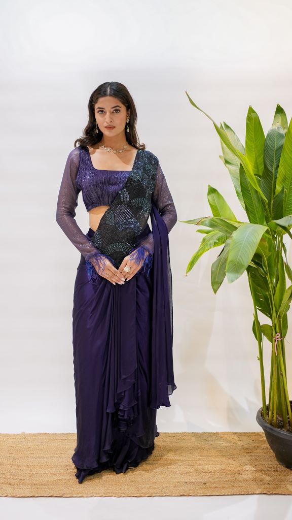 Crystal Drape Saree W|d Blouse