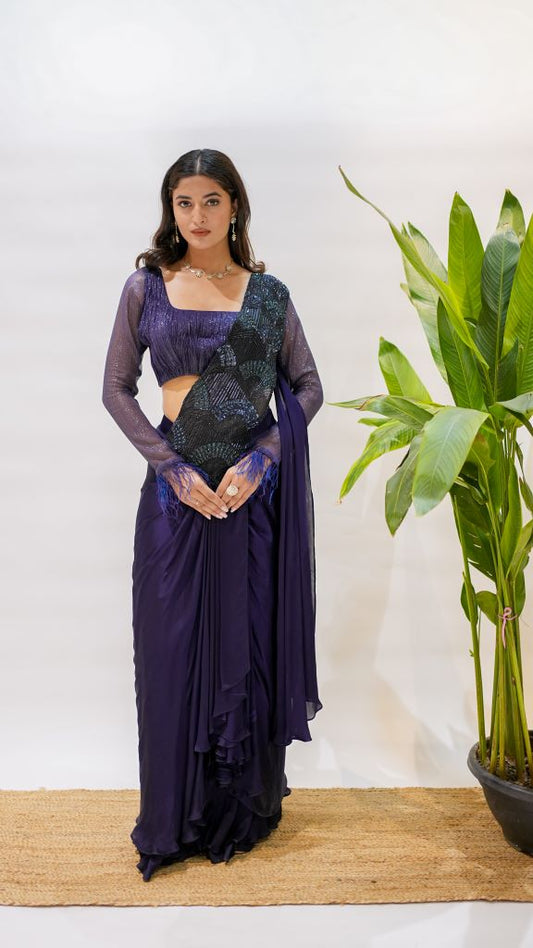 Crystal Drape Saree W|d Blouse