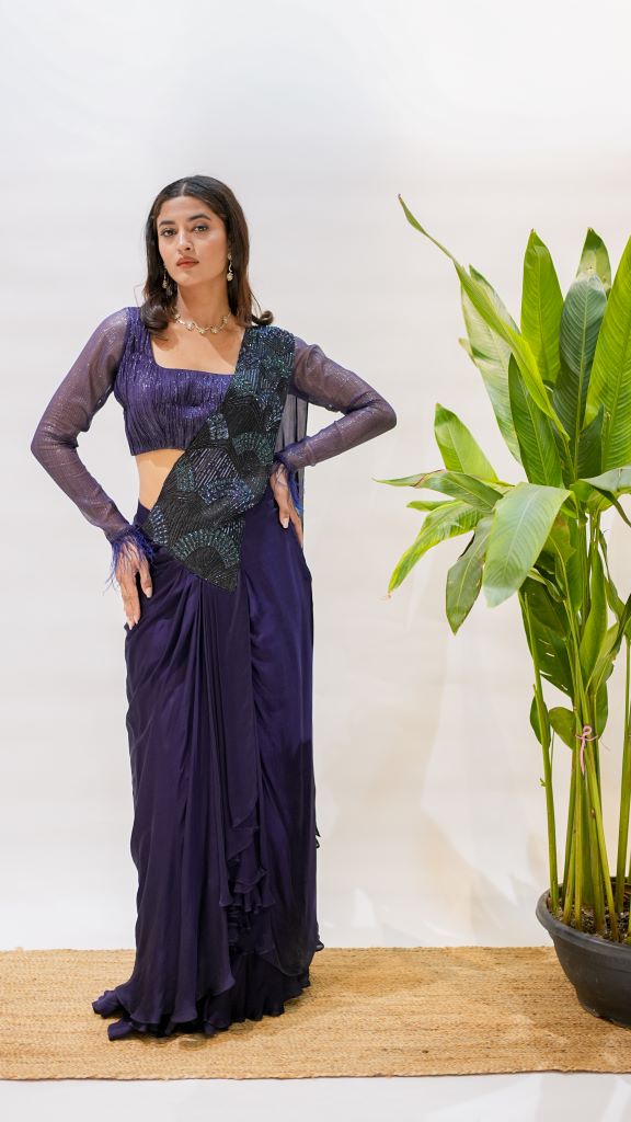 Crystal Drape Saree W|d Blouse