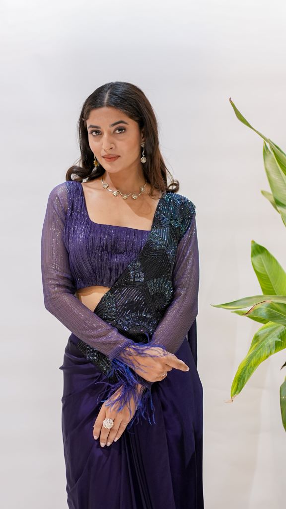 Crystal Drape Saree W|d Blouse