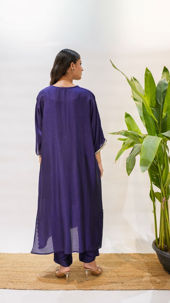 Rose Applique Kaftan Pant And Slip
