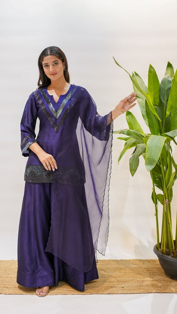 Crystal Short Kurti W|d Plazzo And Dupatta