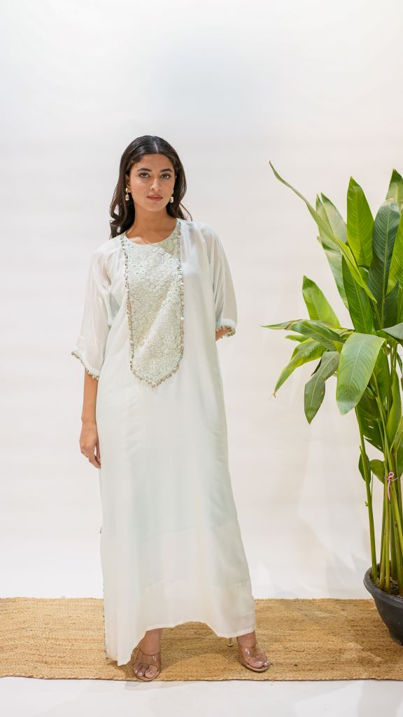 Kaliyarn Firozi Kaftan w/d Slip And Pant