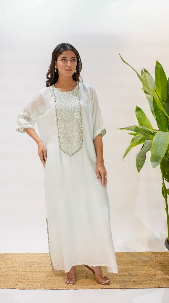 Kaliyarn Firozi Kaftan w/d Slip And Pant