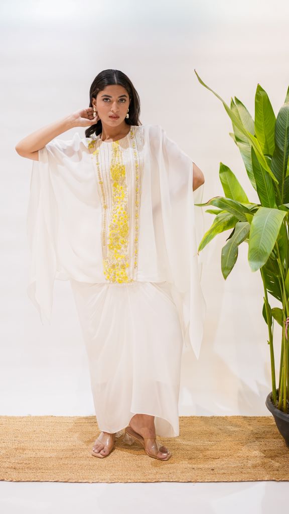 Kaliyarn Kaftan With Drape Skirt