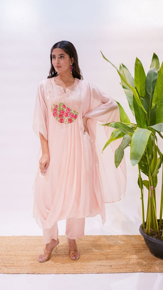 Rosette Yoke Drape Kaftan W|d Pant