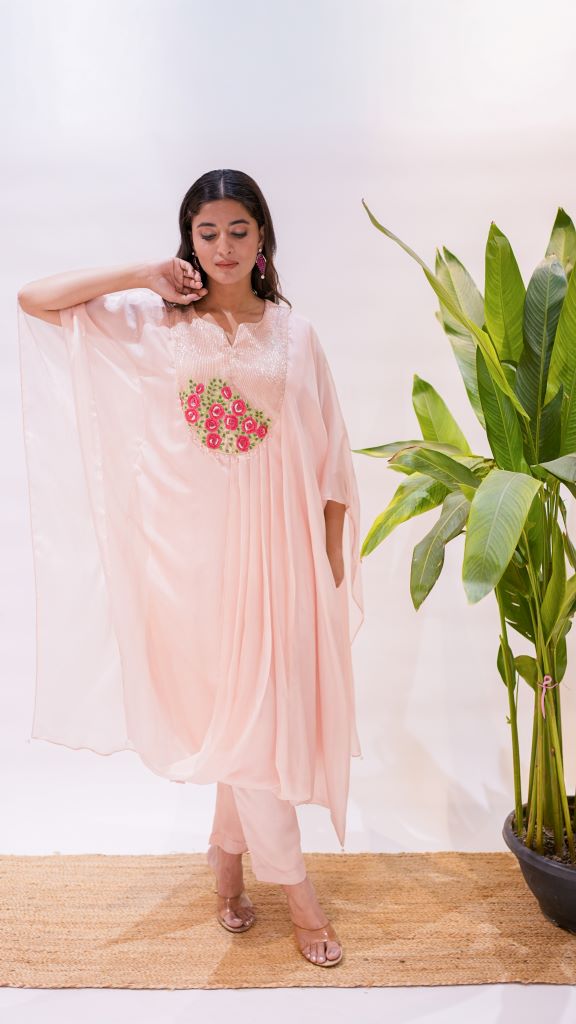 Rosette Yoke Drape Kaftan W|d Pant
