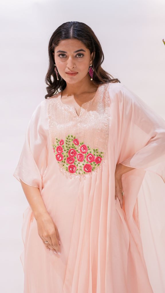 Rosette Yoke Drape Kaftan W|d Pant