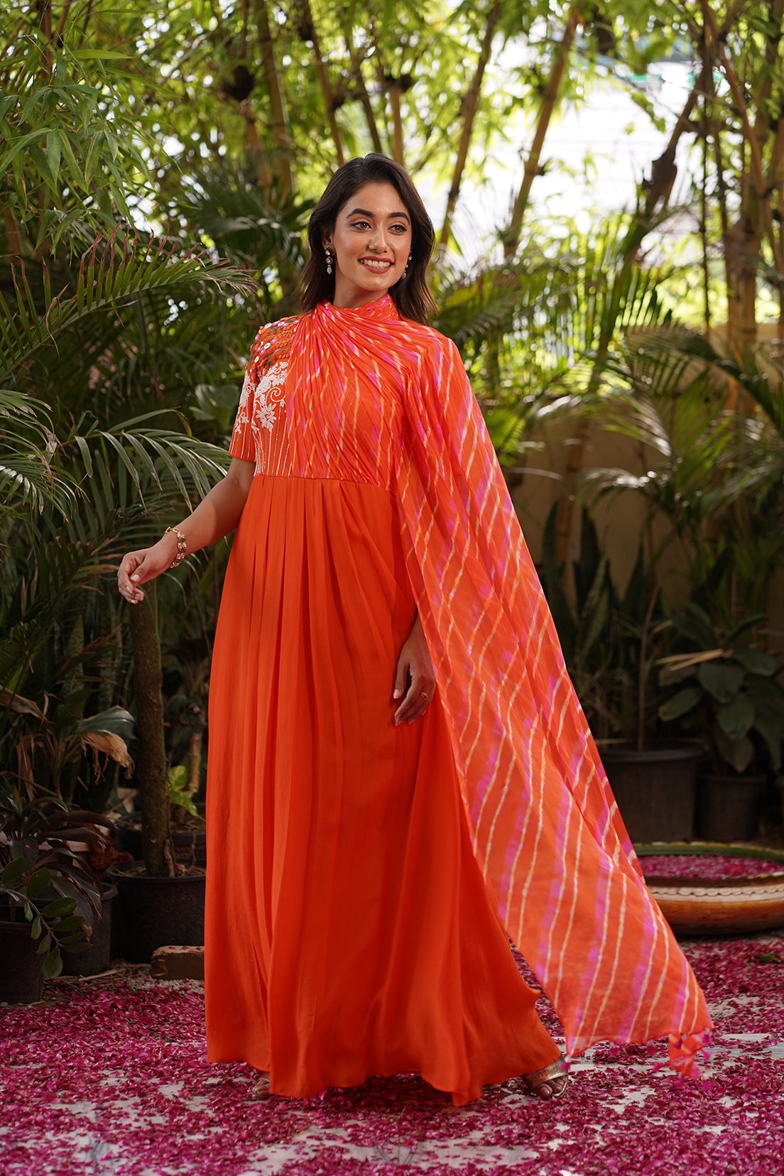 Moti Resham Neck - Drape Dress