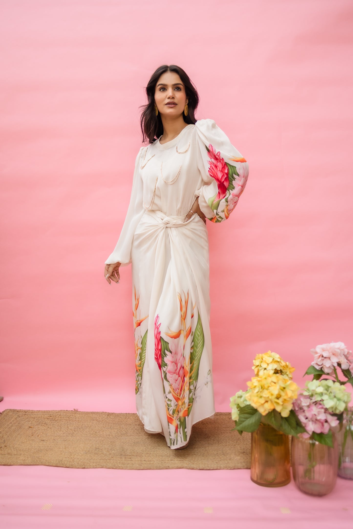 FLORET HARMONY PUFFY SLEEVE UREB AROUND DRESS