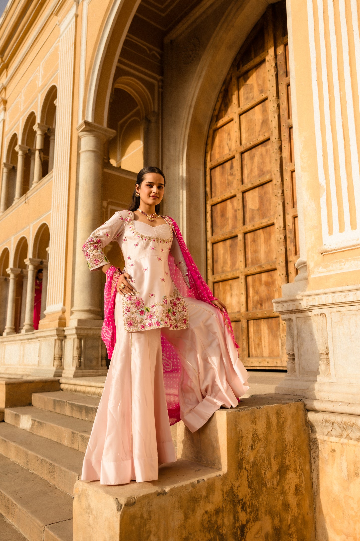 Gota Gulbaag Peplum  w/d Gota Palazzo & Bhandej  Dupatta