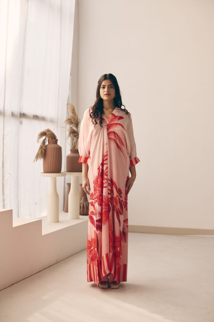 Tropical Bliss Front Pleated Long Dress