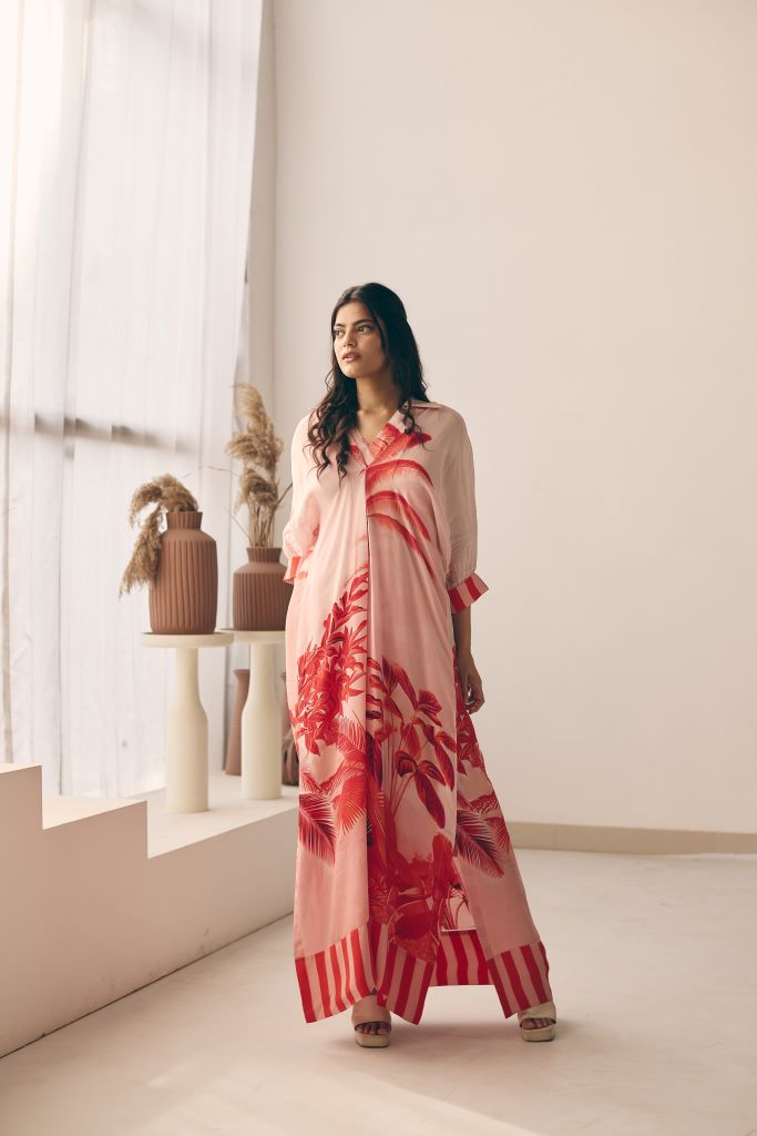 Tropical Bliss Front Pleated Long Dress