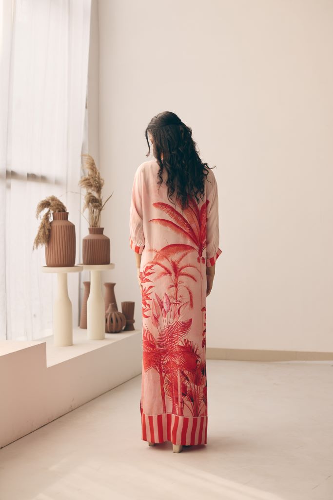 Tropical Bliss Front Pleated Long Dress