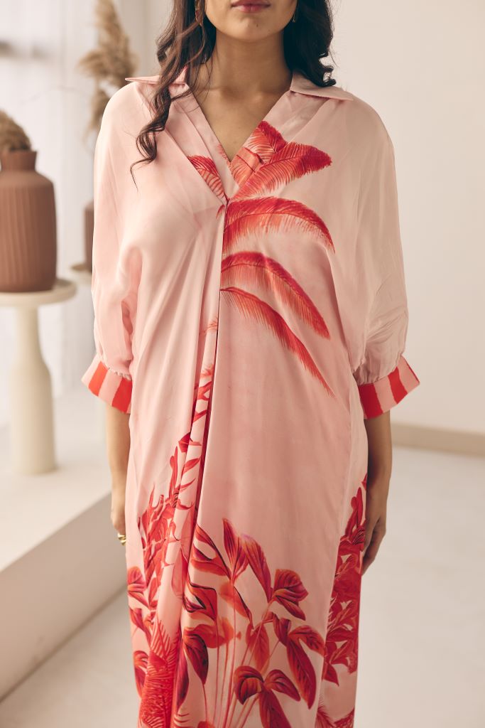 Tropical Bliss Front Pleated Long Dress