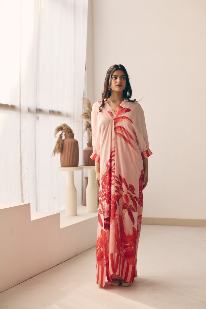 Tropical Bliss Front Pleated Long Dress